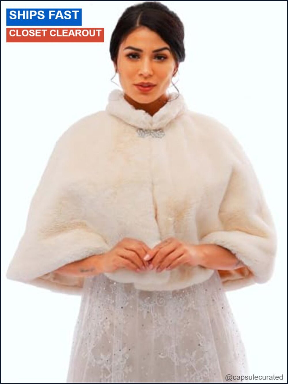 Faux Fur Shawl Wrap Bridal Stole Cape Scarf for Wedding